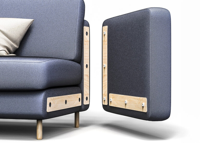 Mobilier modulaire : un canapé repensé grâce aux clips invisibles Fastmount